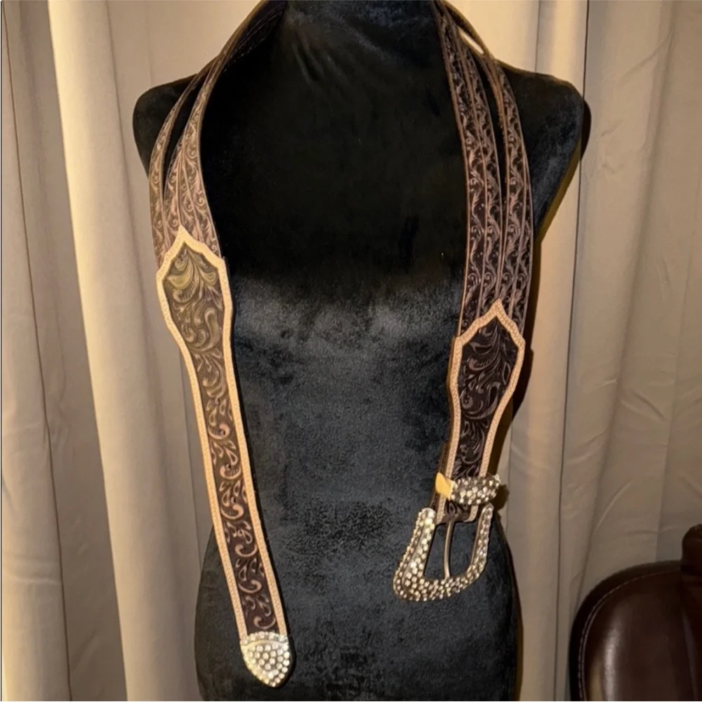 Brown Embellished Belt with Silver Accents - Picture 8 of 8